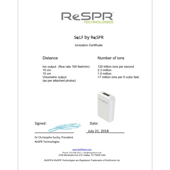 ReSPR SelfReSPR - SeLF個人隨身量子淨化機 （NASA美國太空總署技術）